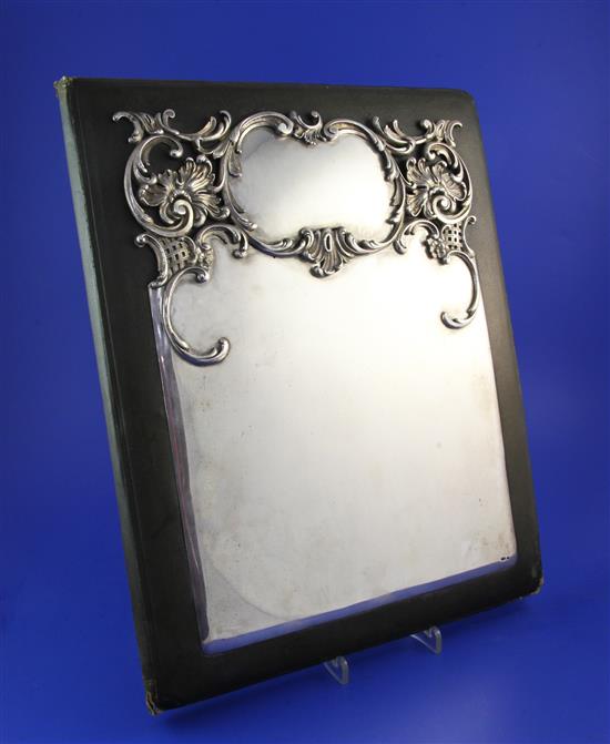 An early 20th century Russian 84 zolotnik silver mounted blotter pad, 16.25in.